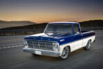 02 Restored 1967 Ford F100 sunrise shot paved road custom two tone