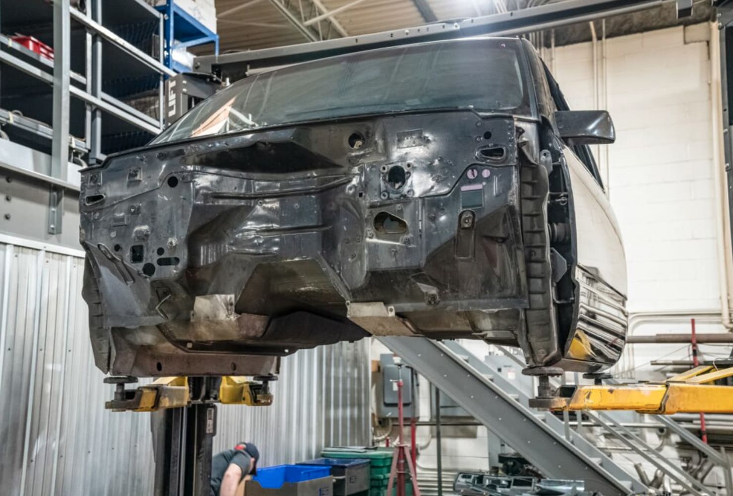 03 1990 Chevy C1500 OBS cab removed firewall shaved teardown stage