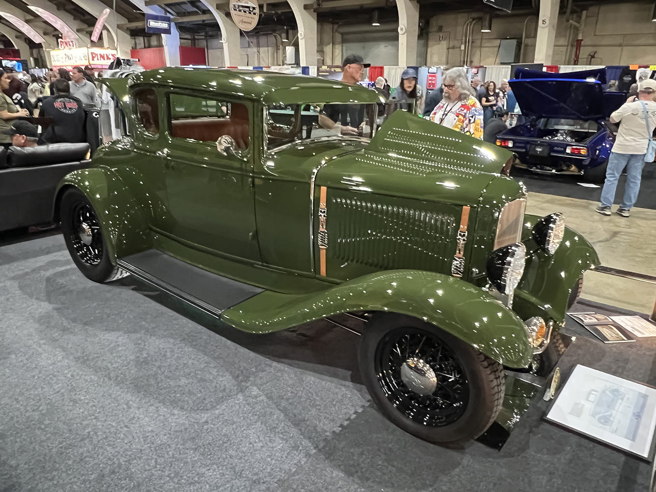 04 1931 ford coupe indoor show display dark green paint black wheels leather interior
