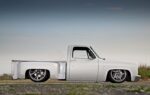 04 1986 Chevy C10 side profile white paint smoothed body lowered truck