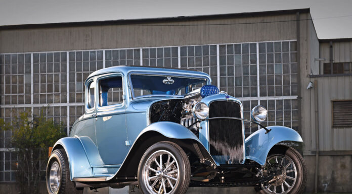 Brandon Good’s 1932 Ford Gasser Lays it Down on the Street 1932 Ford Five Window Coupe low angle polished wheels aggressive rake classic Deuce coupe proportions
