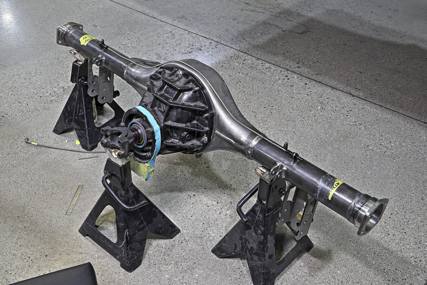 05 1965 chevelle wagon rear axle 9 inch housing mocked up four link brackets