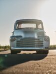 1953 Chevy 3100 front view satin silver grille chrome bumper flush fit