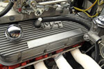 06 1957 Chevy Small block Chevy V8 valve cover detail vintage finned aluminum covers gasser engine setup