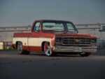 06 1977 Chevy C10 slammed stance squarebody front three quarter low angle
