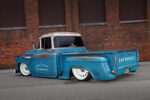 07 1957 Chevy 3100 rear quarter angle bagged classic truck white wheels
