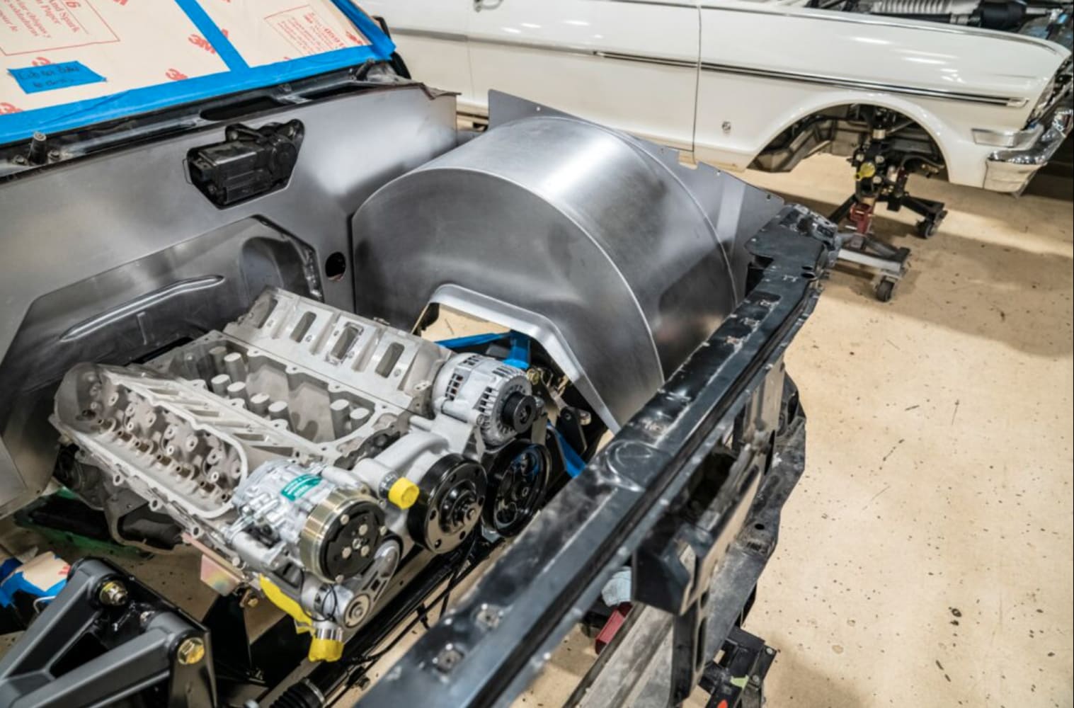 07 1990 Chevy C1500 OBS LS engine mock up custom engine bay fab