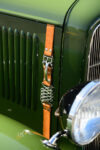 08 1931 ford coupe hood leather strap close up with chrome hardware and spring latch