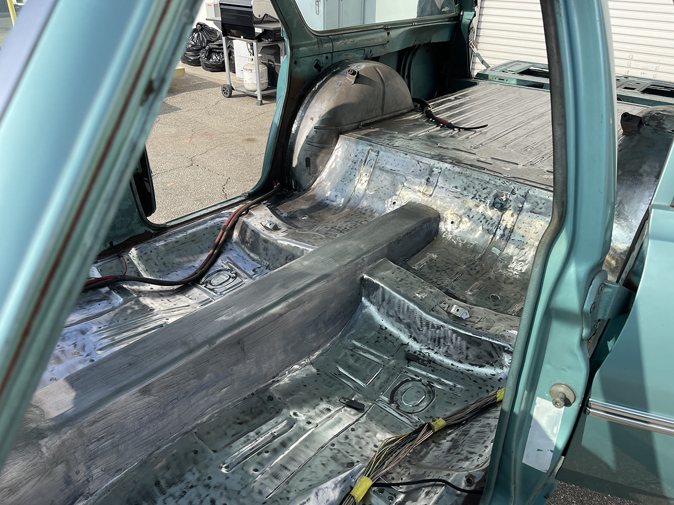 08 1965 chevelle wagon interior floor bare metal tunnel raised wiring routed