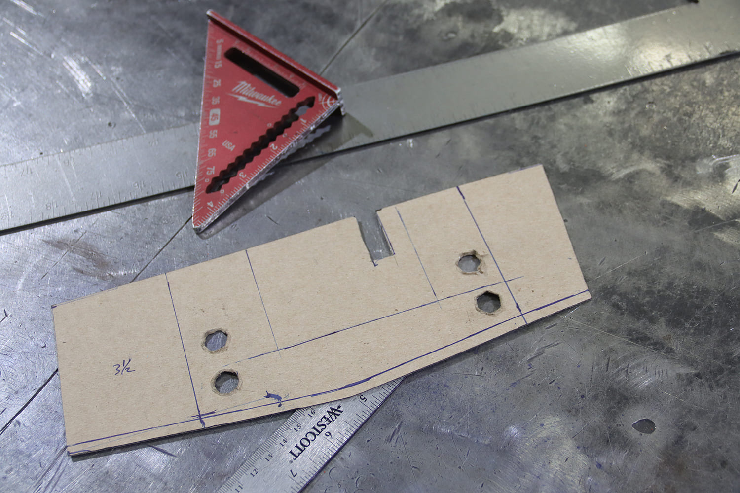 08 1967 chevy nova cardboard template bracket layout marked