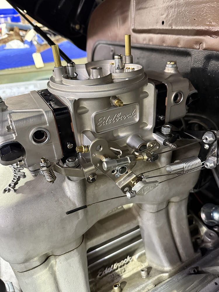 11 1950 chevy 3100 edelbrock vrs415 throttle cable bracket spring linkage lokar custom setup