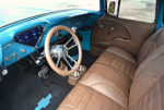 13 1957 Chevy 3100 interior brown bench seat billet wheel blue dash