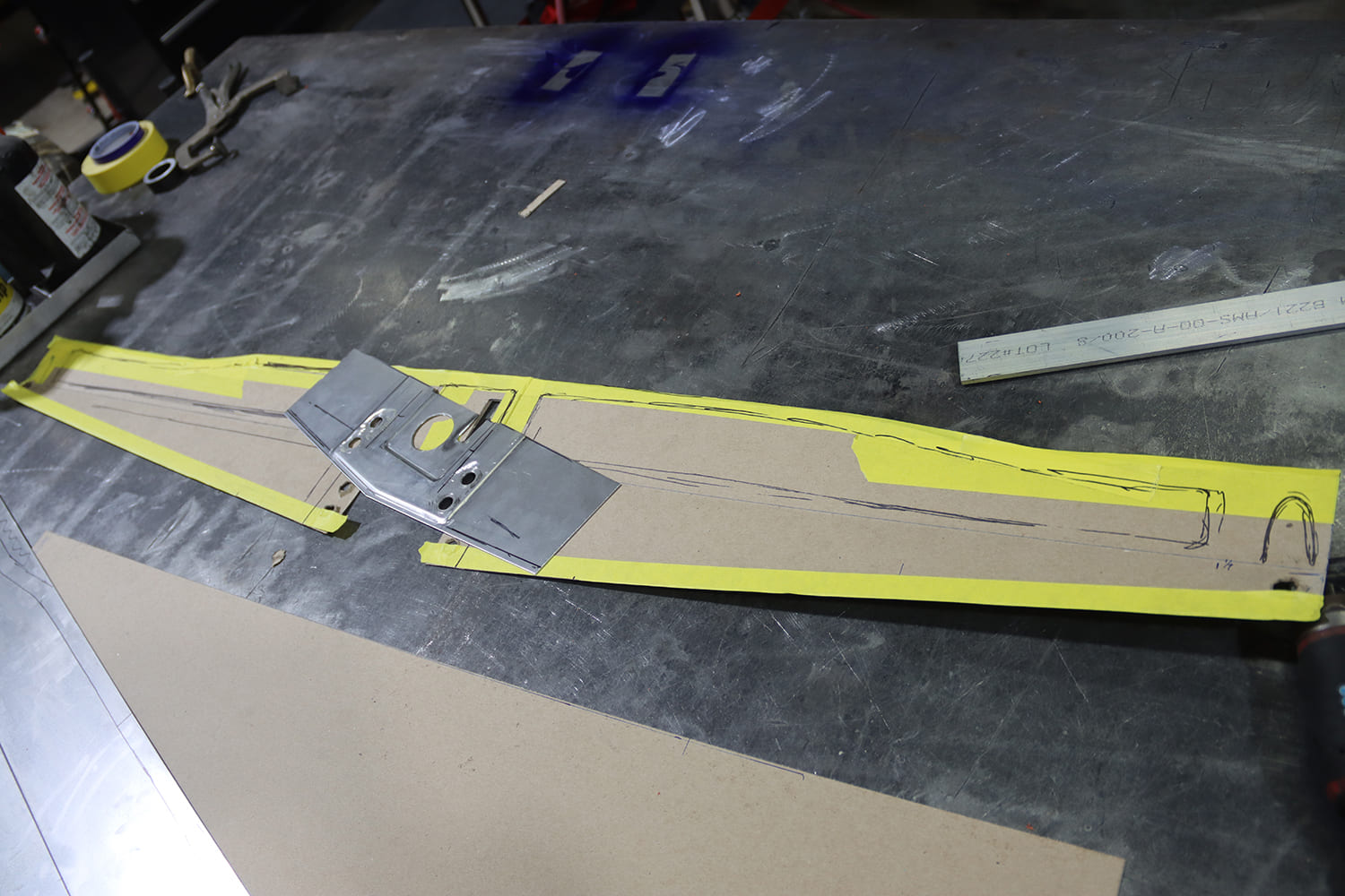 13 1967 chevy nova latch panel layout cardboard template and steel