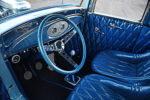 1932 Ford Five Window Coupe custom interior blue metalflake steering wheel diamond tuck hot rod cabin