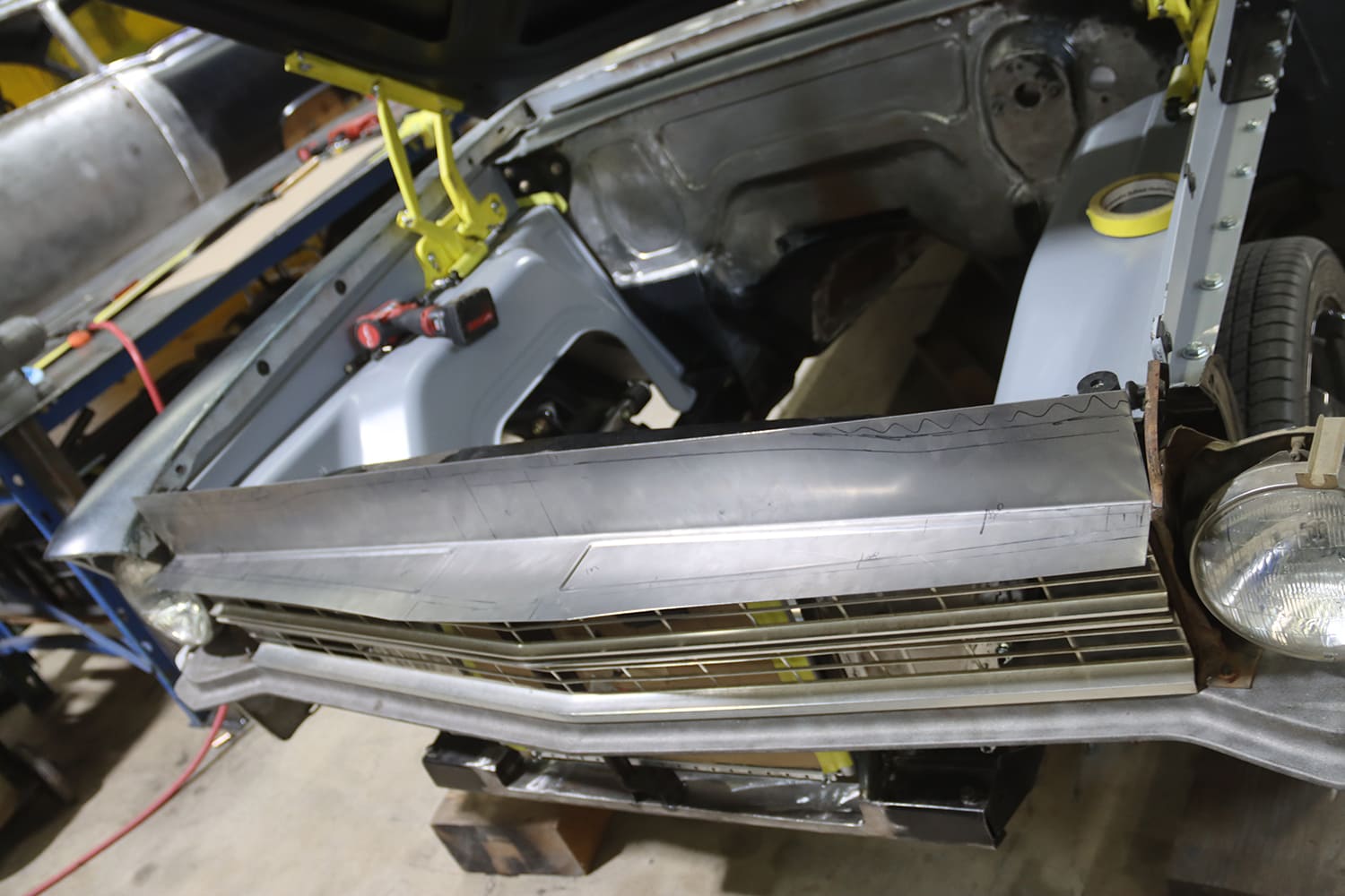 16 1967 chevy nova fabricated latch panel test fit grille opening