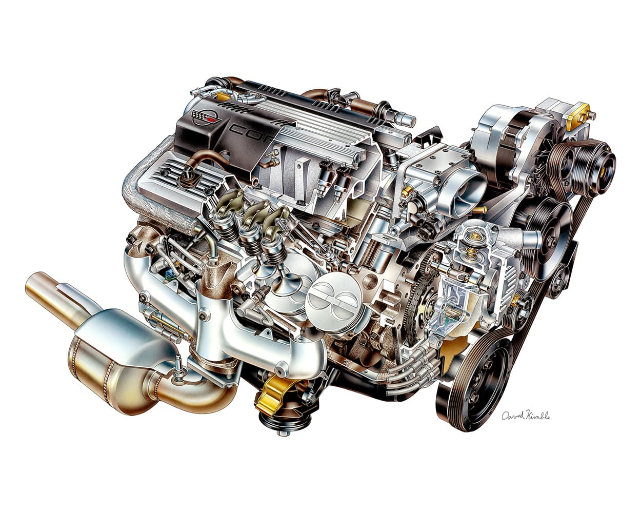 16 1992 corvette LT1 cutaway engine detailed internal view