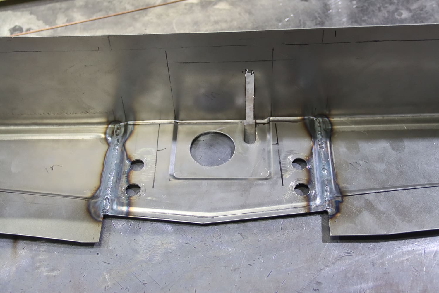 18 1967 chevy nova welded latch panel final fab hood pin