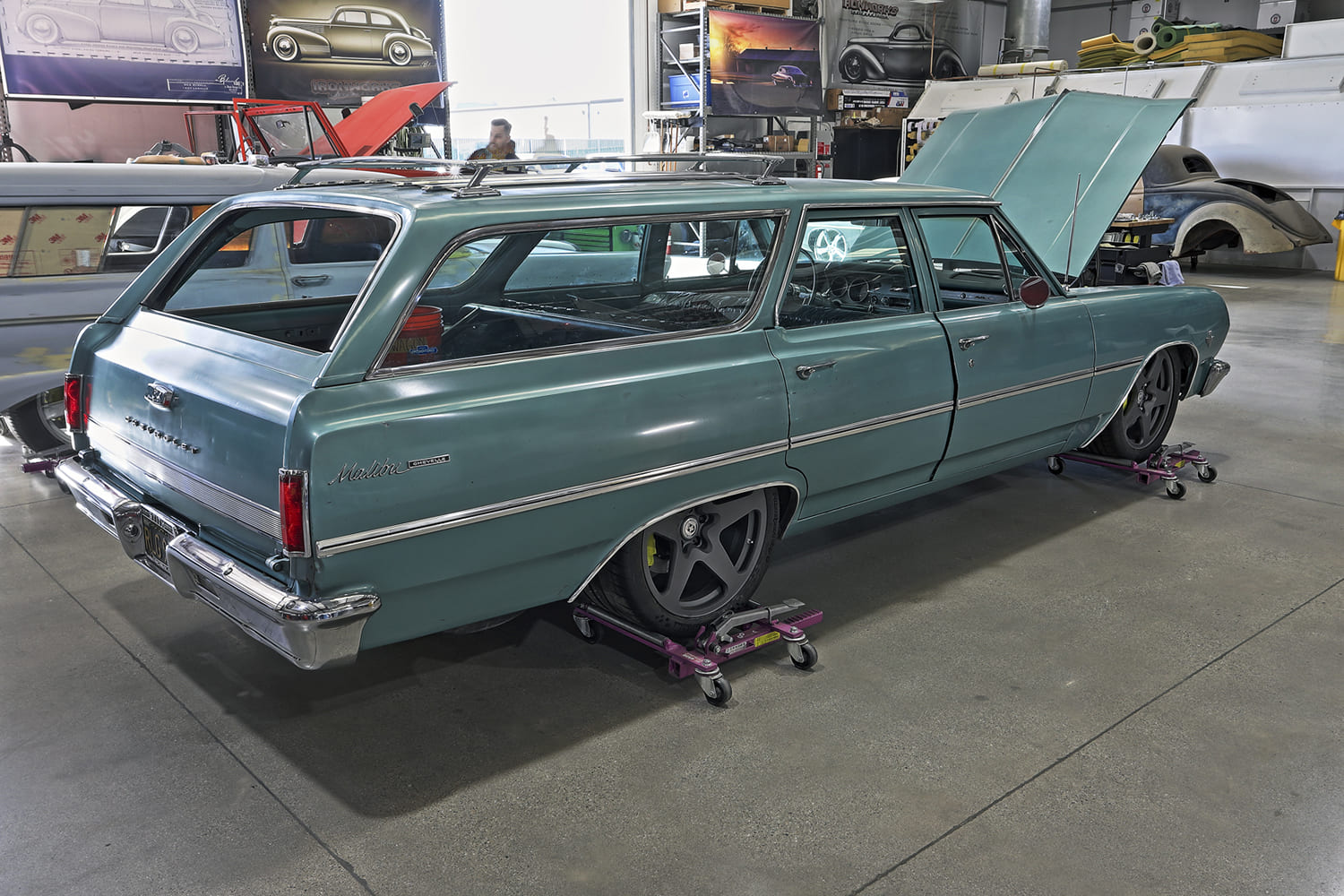 20 1965 chevelle wagon full rear view custom wheels malibu badge roller