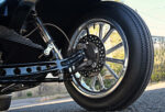 1932 Ford Five Window Coupe front suspension detail chrome spoke wheel disc brake dropped axle traditional hot rod