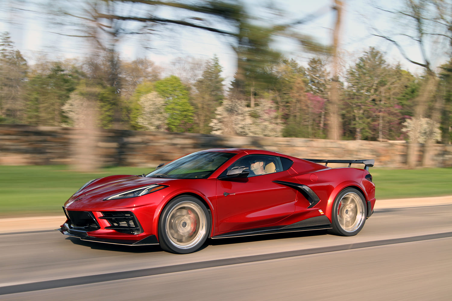 23 2020 corvette stingray C8 red mid engine coupe driving