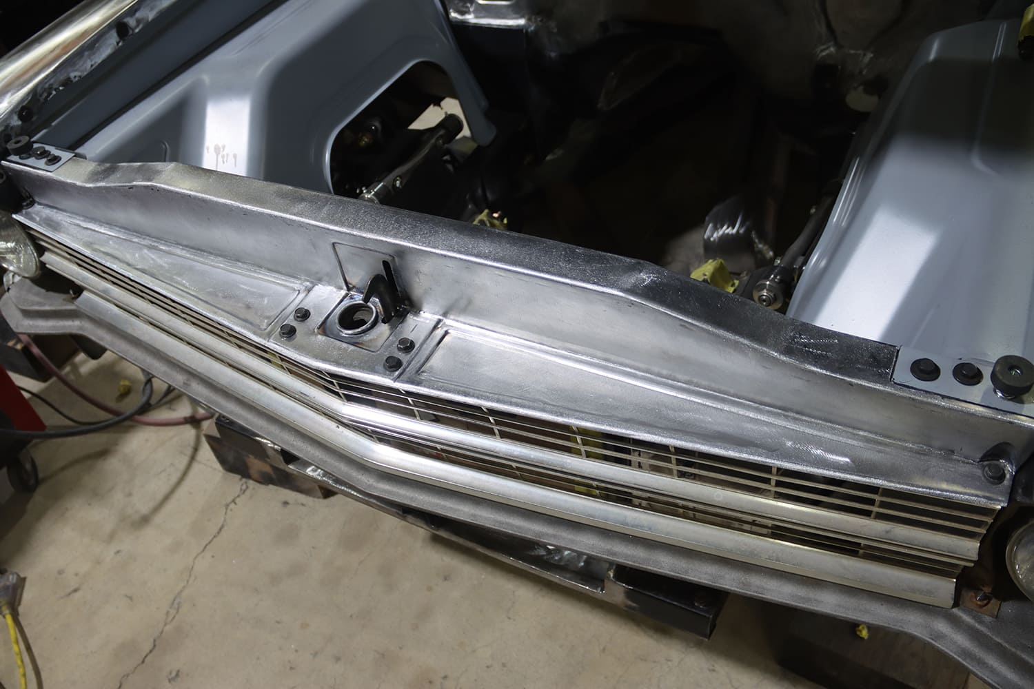 34 1967 chevy nova core support installed latch mount and grille support final fitment