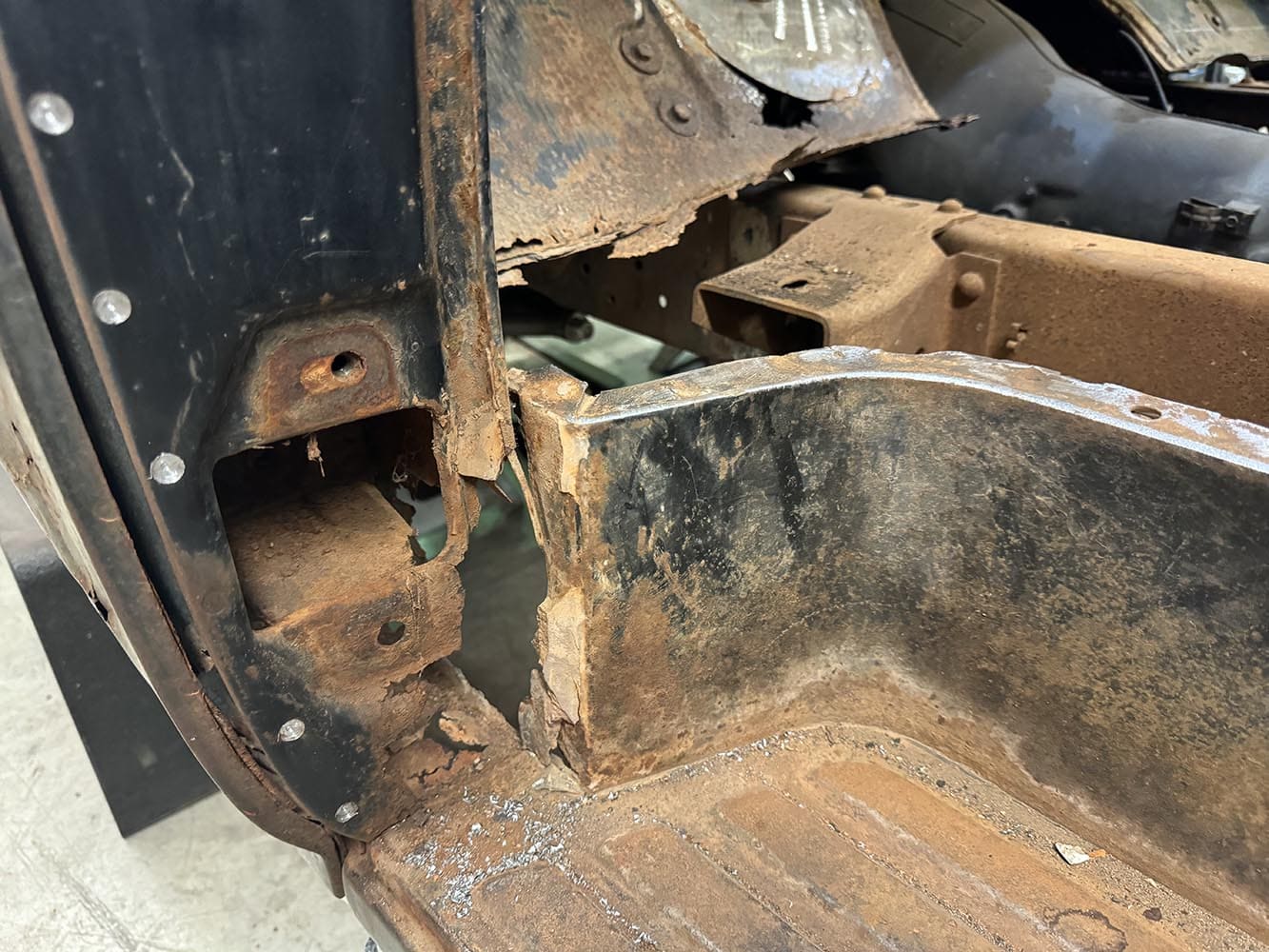 1959 F-100 Front Cab Support Rust Damage