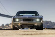 1969 Chevrolet Camaro Z28 front view halo headlights Z28 grille badge carbon front lip