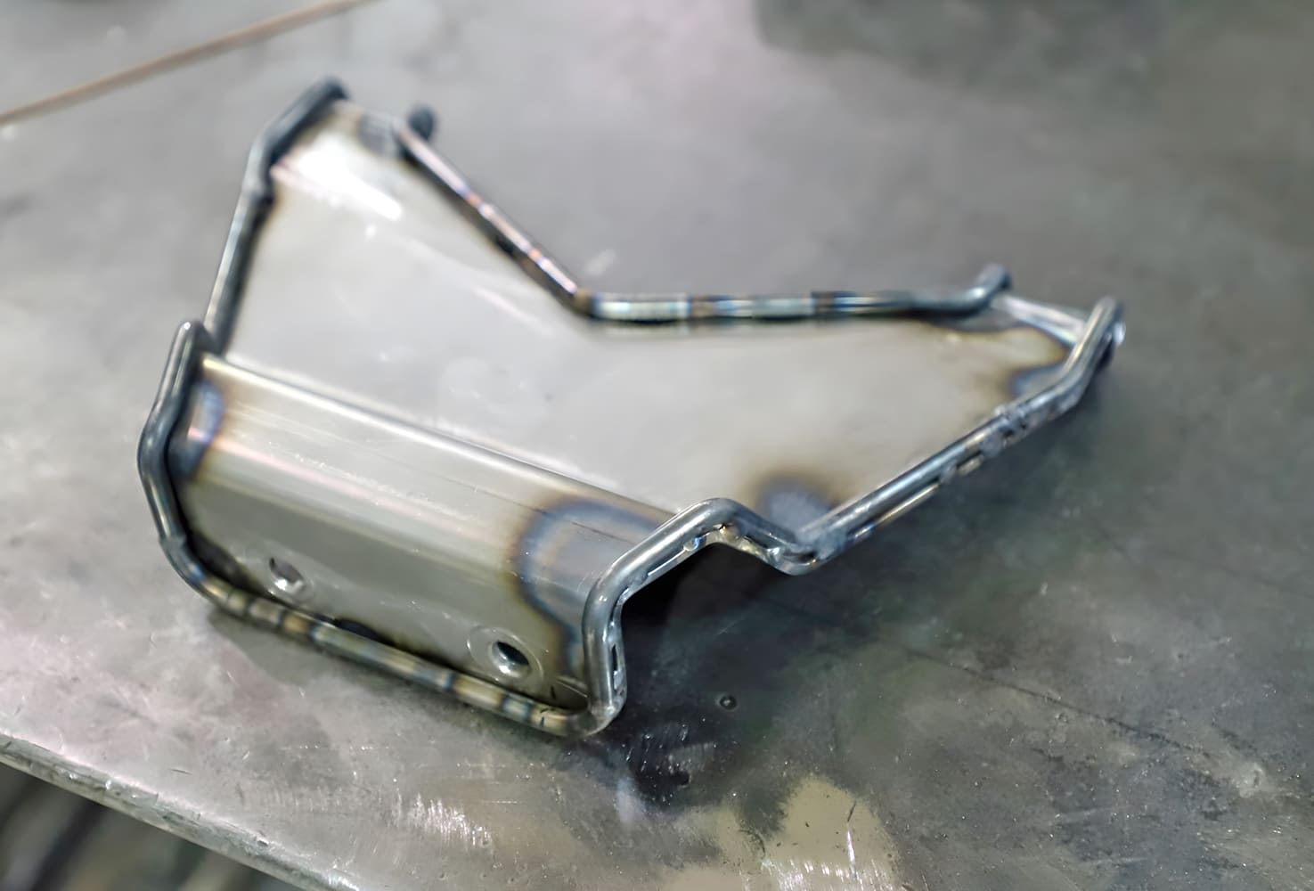 Corvette custom TIG welded stainless upper radiator mount bracket with crisp edge forming