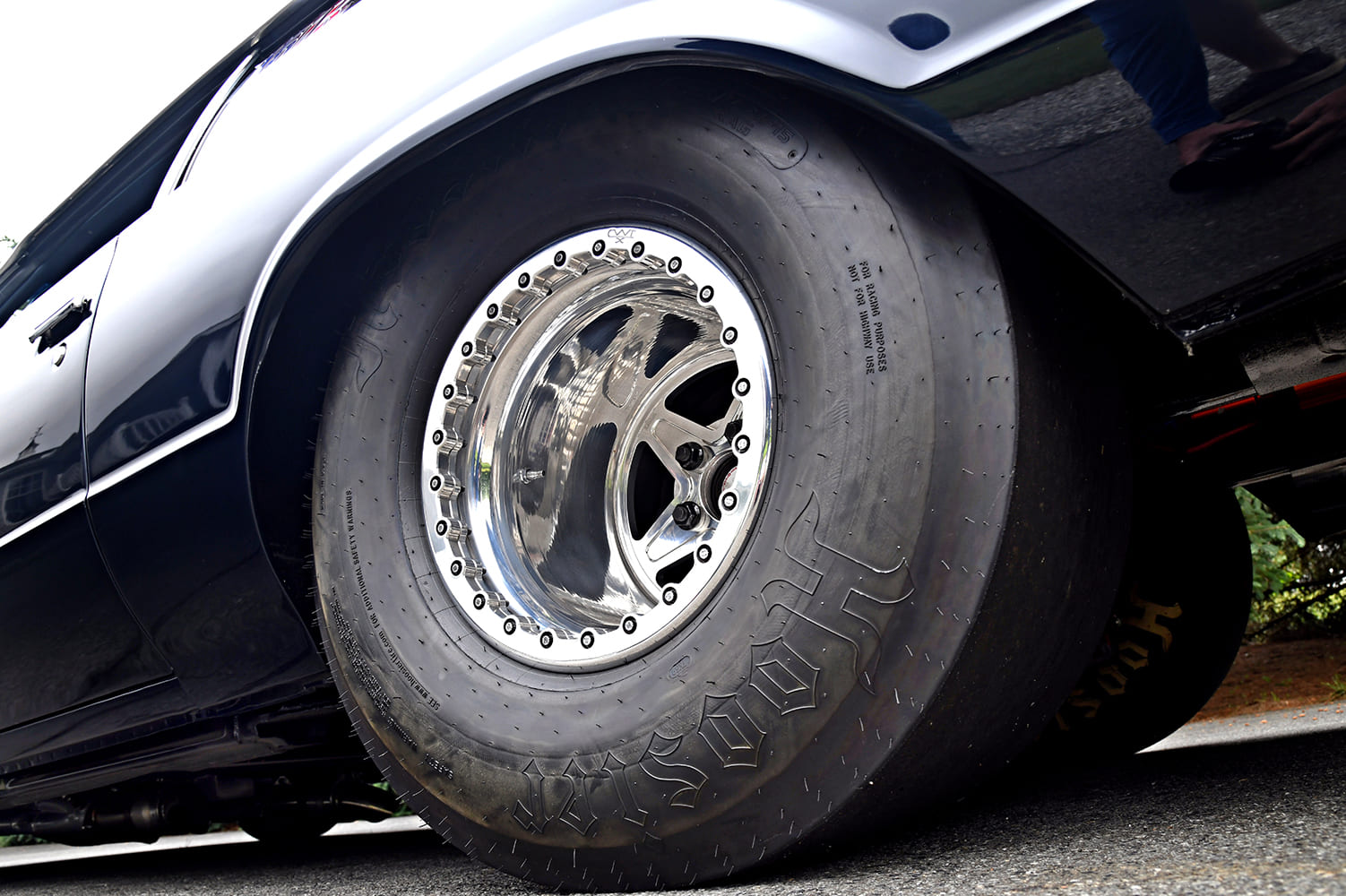 Rear slick polished beadlock wheel Hoosier drag tire