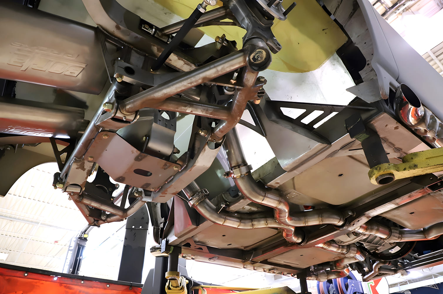 Chevy Corvette Custom exhaust routing around suspension