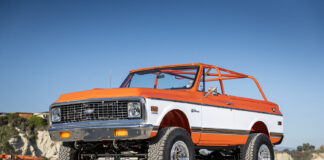 72 K5 Blazer lifted suspension low angle front view classic Chevy grille