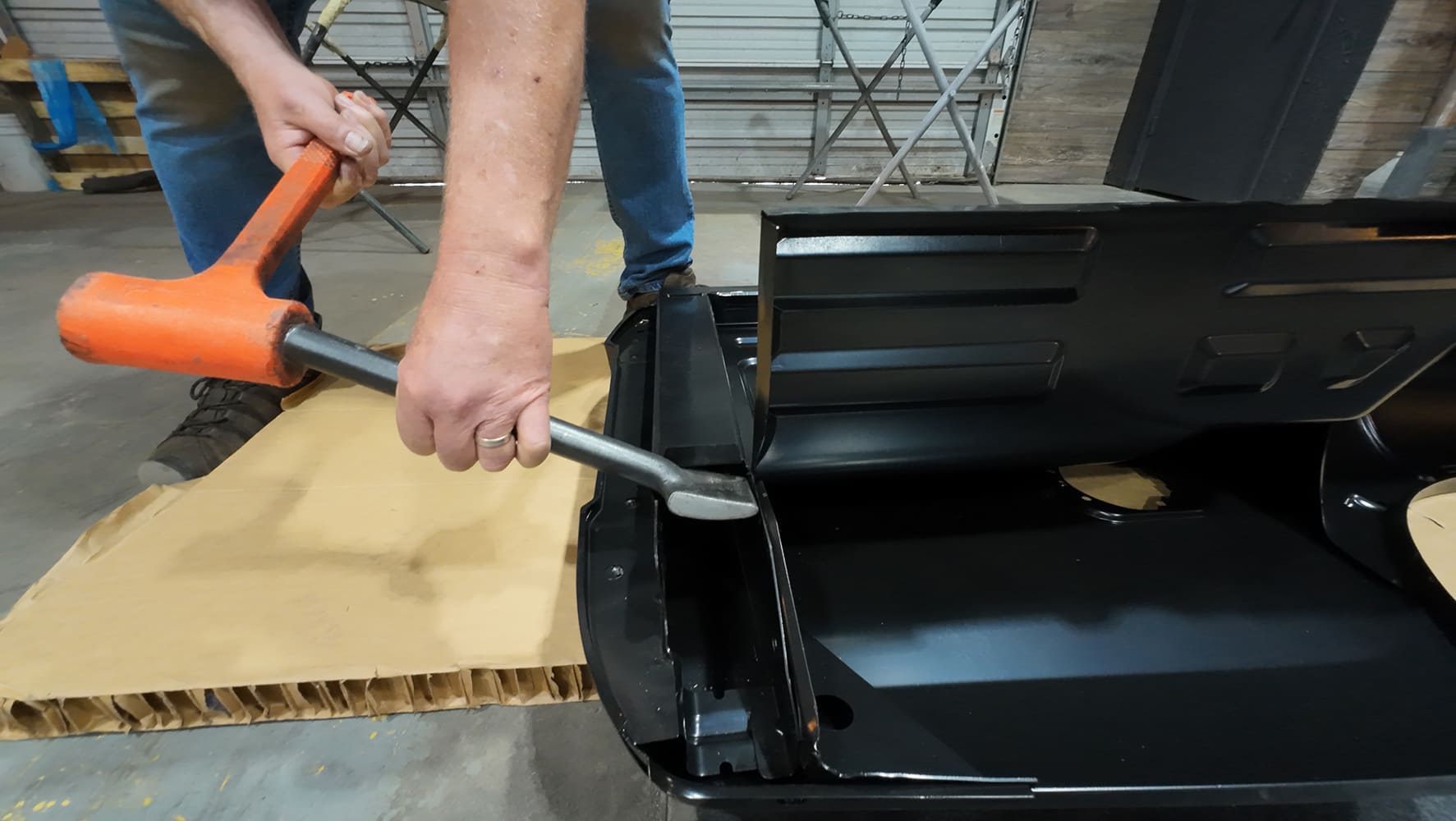 ford bed side flange adjustment panel gap correction