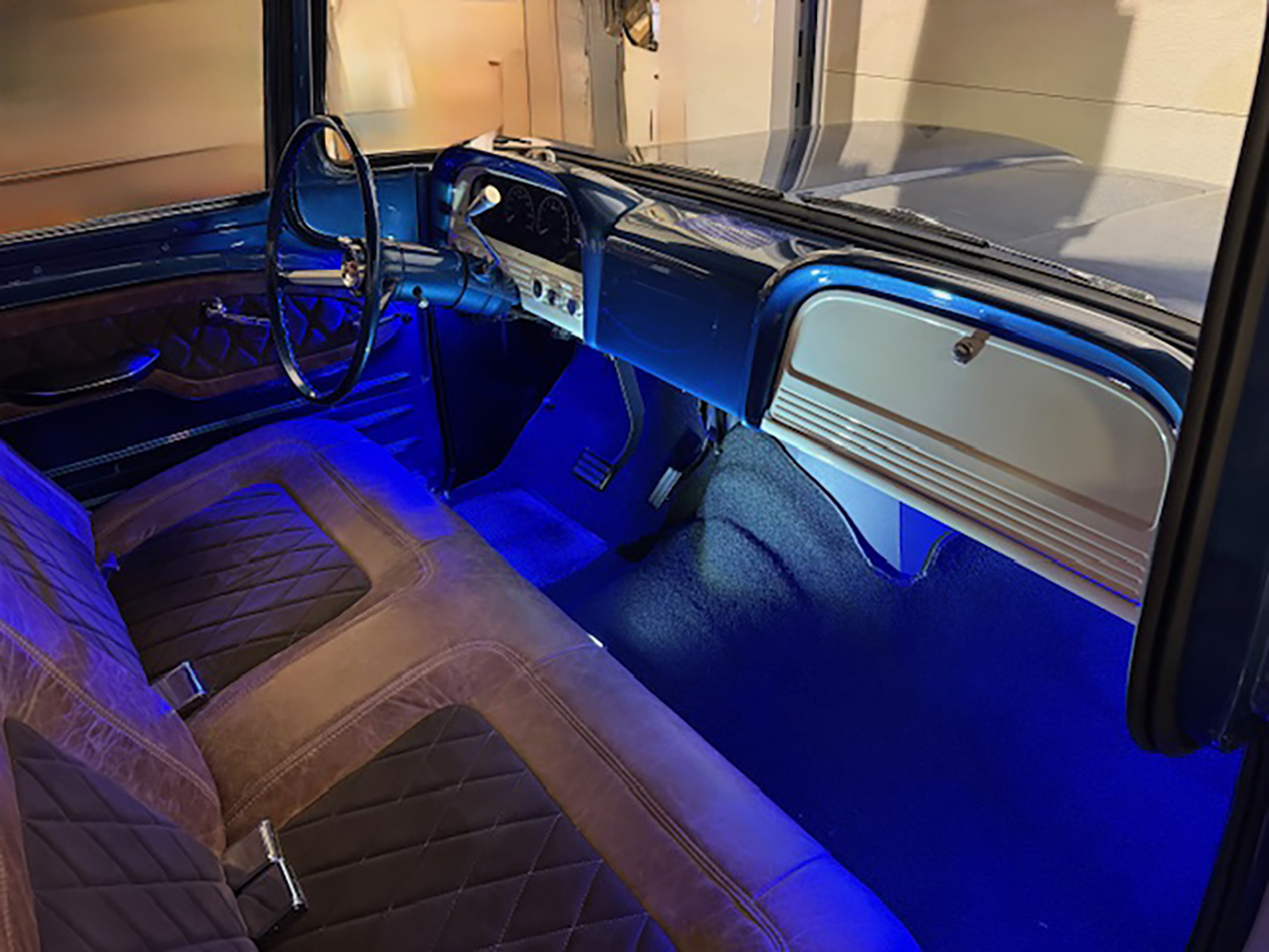 blue custom lights in apache interior