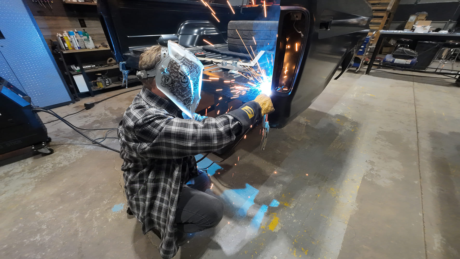 MIG welding bedside seams on dentside ford bed