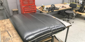 ford f100 custom bead rolled roof panel on bench