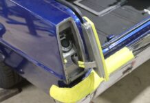 1966 Nova Custom Taillight Gas Filler 1966 Chevrolet Nova tail light gas cap housing mockup metal fabrication rear quarter panel custom build