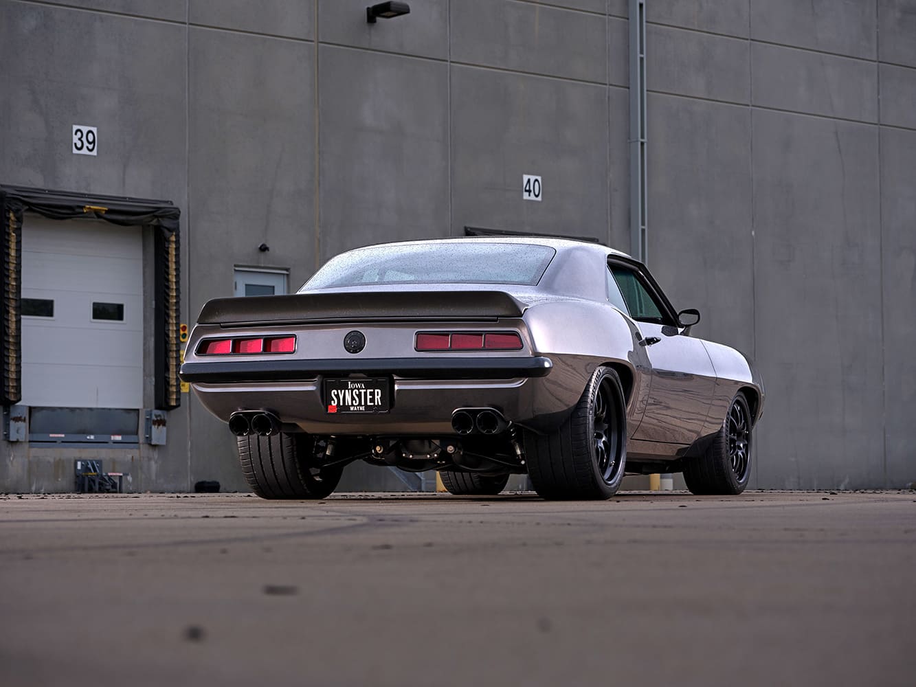 Camaro custom rear low angle quad exhaust wide stance performance suspension detail