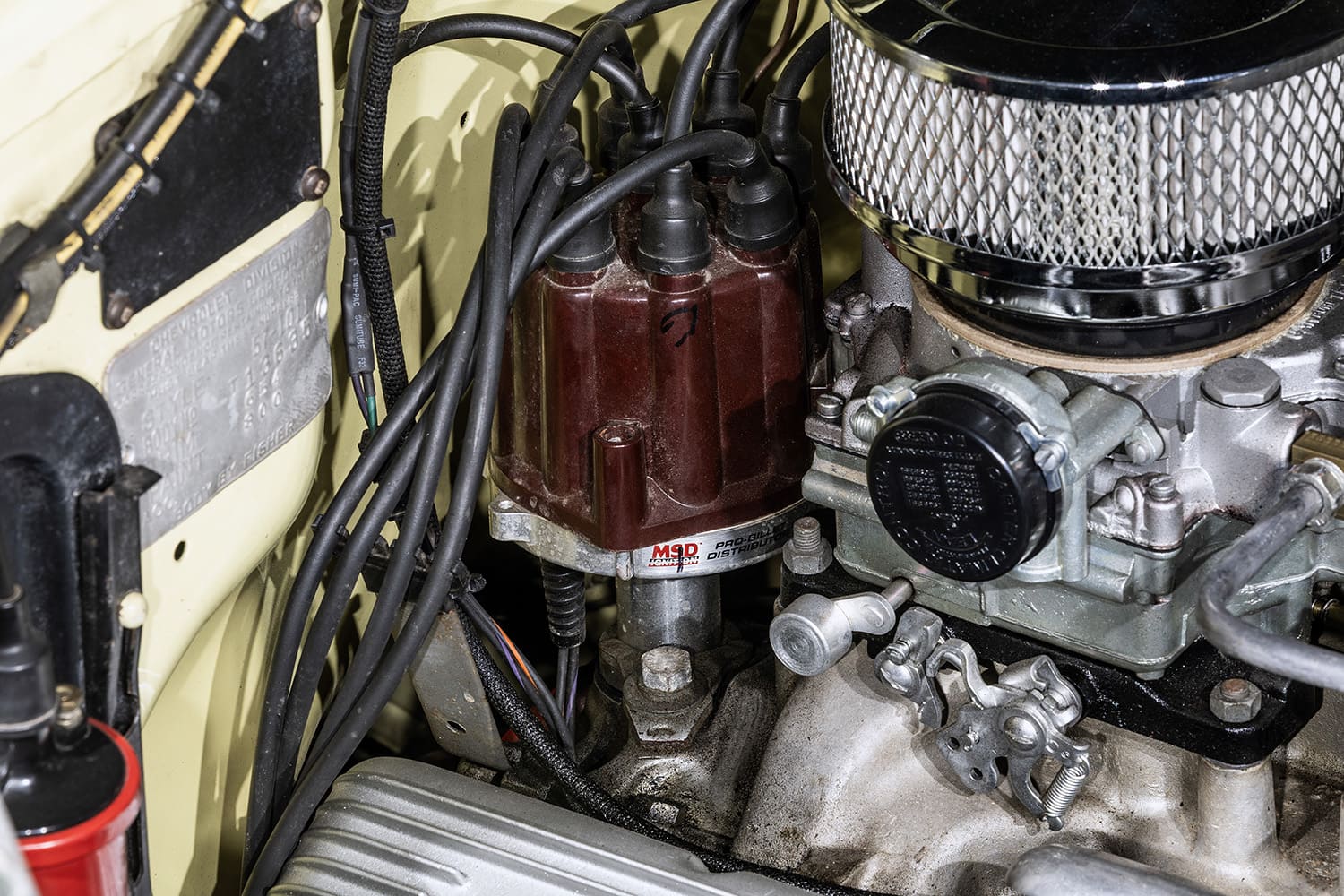 distributor MSD ignition close up classic hot rod engine detail