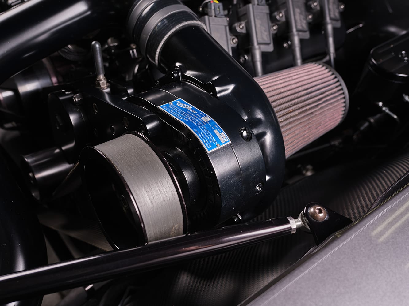 1969 Chevrolet Camaro custom supercharger close up intake piping performance forced induction detail
