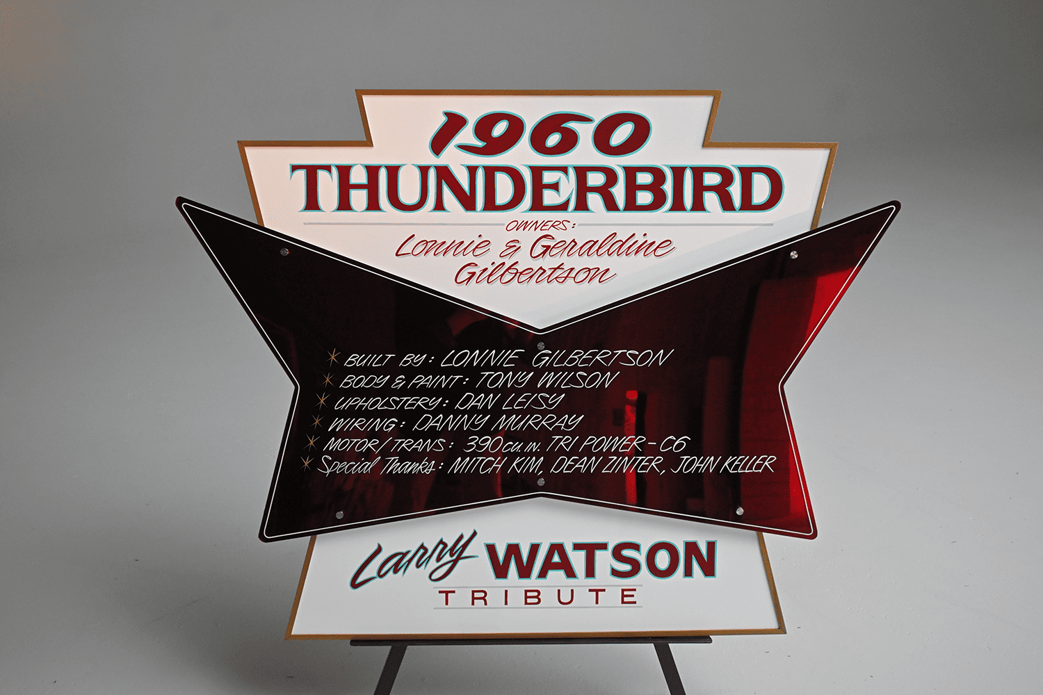 1960 thunderbird Larry Watson tribute show sign display