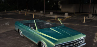 k5 blazer custom convertible pickup metallic green slammed air ride billet wheels front three quarter view