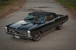 67 Pontiac GTO black custom convertible restomod front lowered stance