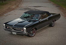 67 Pontiac GTO black custom convertible restomod front lowered stance