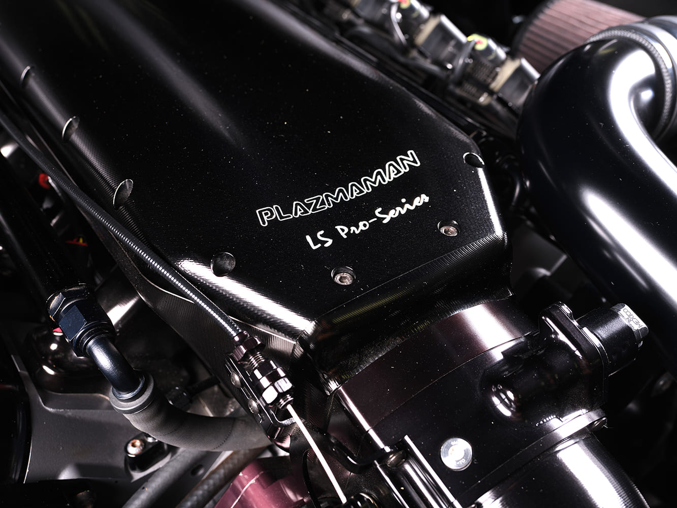 plazmaman ls intake manifold close up high performance engine detail