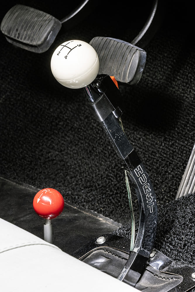 hurst floor shifter manual transmission drag racing interior