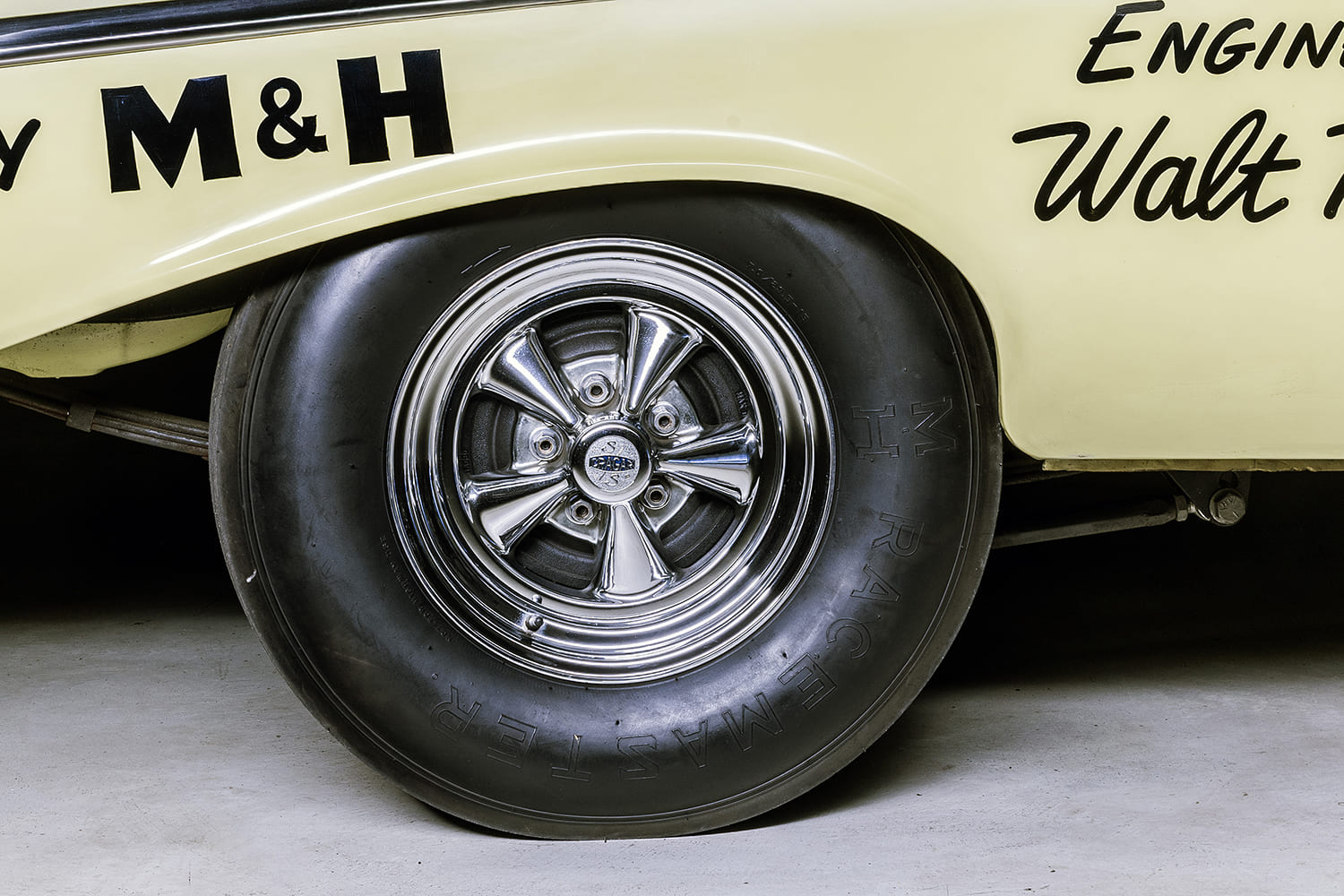 016 1957 Chevrolet 210 gasser rear slick tire Cragar wheel M&H Racemaster drag racing setup