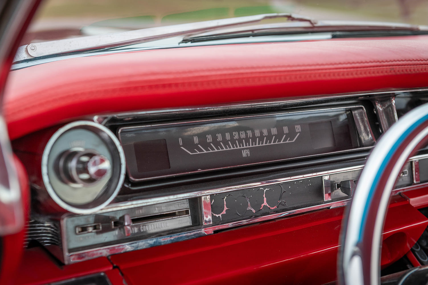 61 cadillac coupe deville dashboard speedometer cluster classic gauge panel interior detail