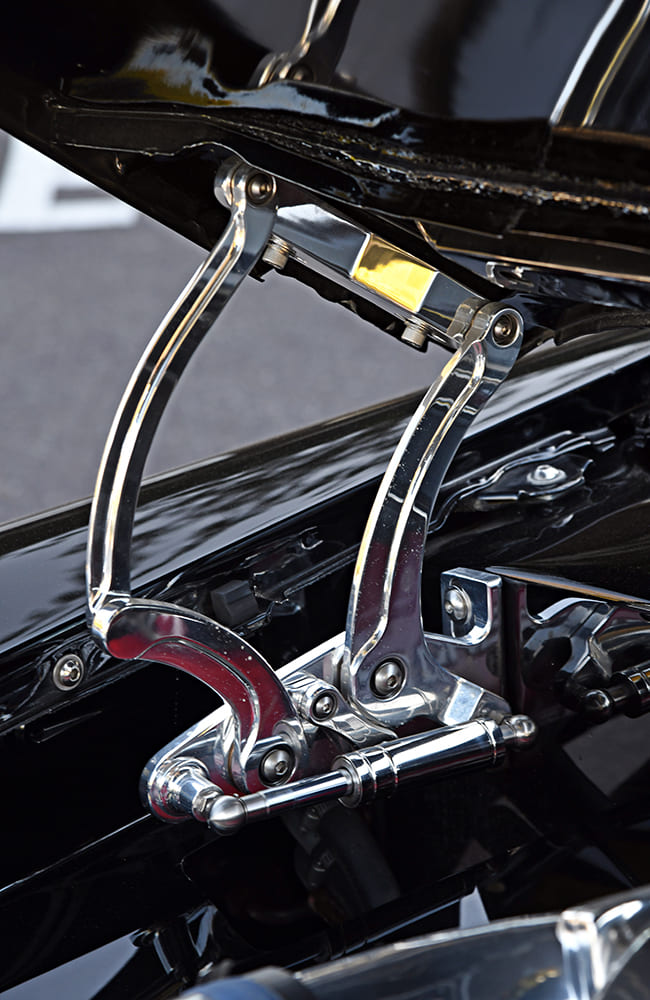 1955 Chevrolet Bel Air polished billet hood hinge custom restomod engine bay hardware detail
