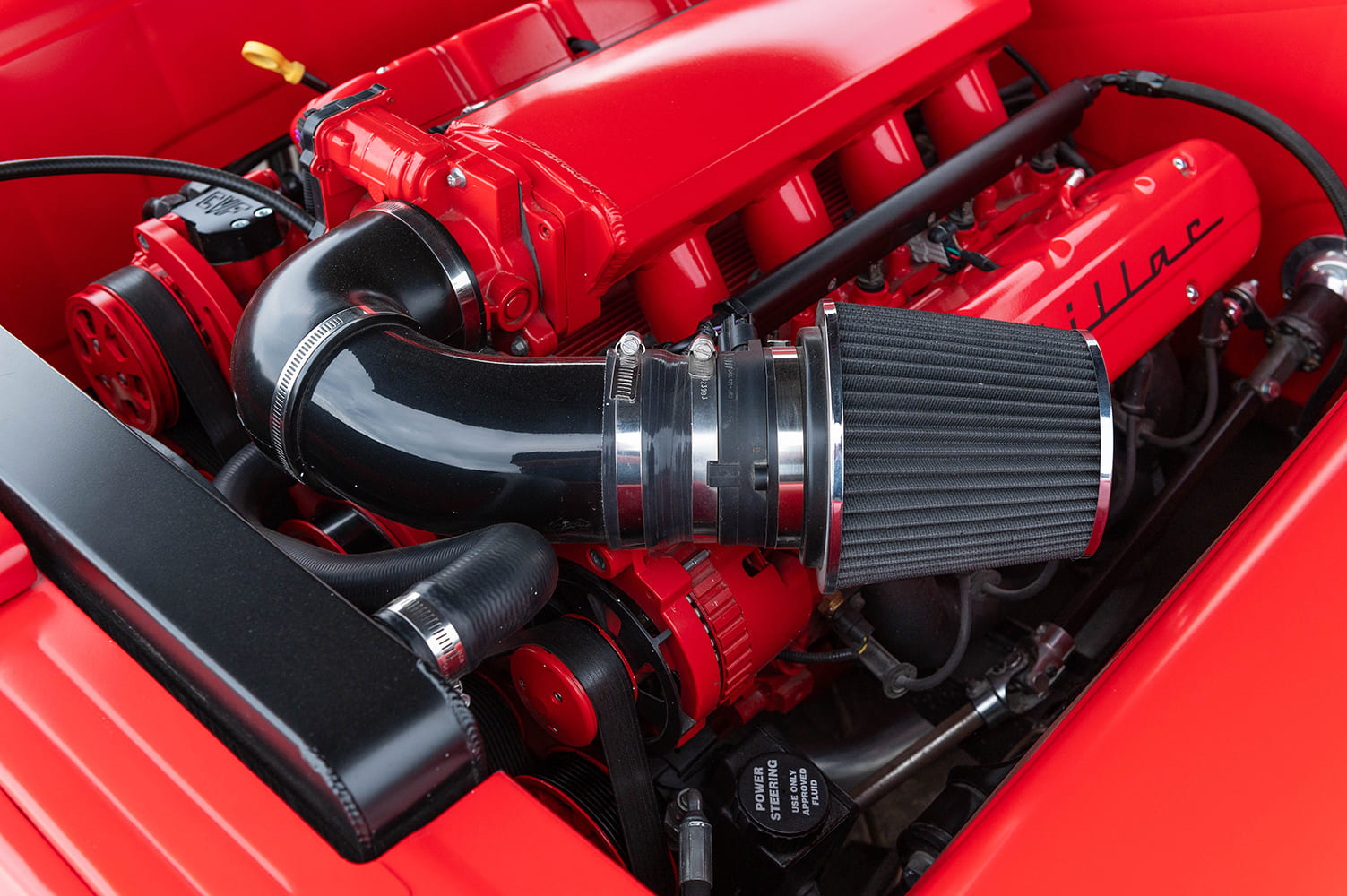 coupe de ville LS V8 intake manifold red valve covers custom performance engine