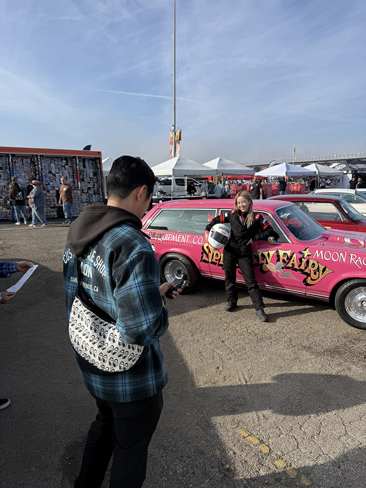 65 Chevrolet Chevelle Moon Equipped Co pink drag wagon gasser style race car car show display